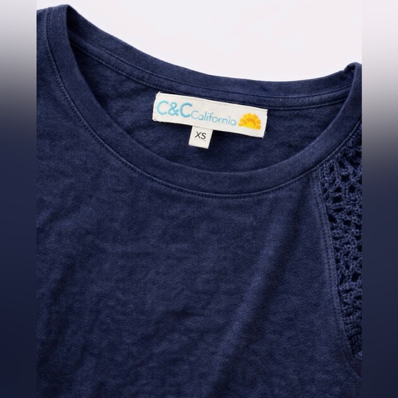 C&C California Navy Ruffle Sleeve Top - Picture 3 of 3